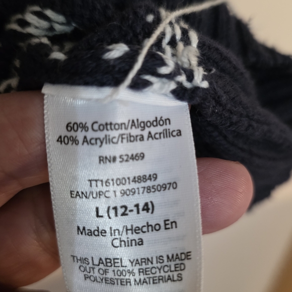 Women's Sz L Striped Navy and White Sweater - Picture 3 of 11